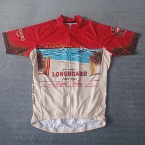 Canari Cycling Jersey Mens XL Kona Brewing Longboard Brown Red Hawaii Graphic